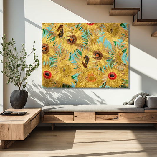 Sunflower Wall Art Large Size Framed Canvas by Vincent Van Gogh Famous Paintings Abstract Wall Décor for Living Room Home Decorations (VAWA09).