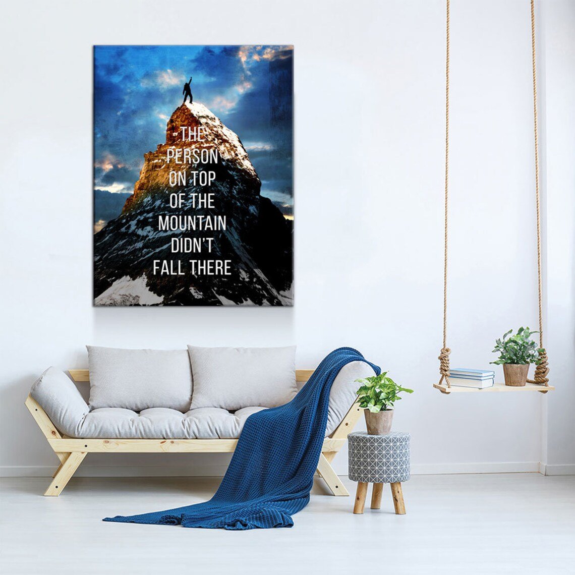Top of The Mountain Inspirational Canvas Wall Art painting