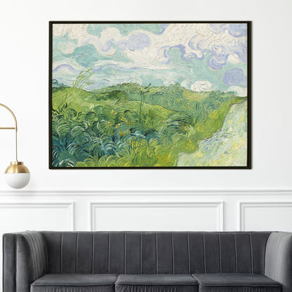 Vincent Van Gogh Canvas Print - Green Wheat Fields - Vintage Wall Art Large Size for Living Room Bedroom Office Home Décor. (VAWA016).