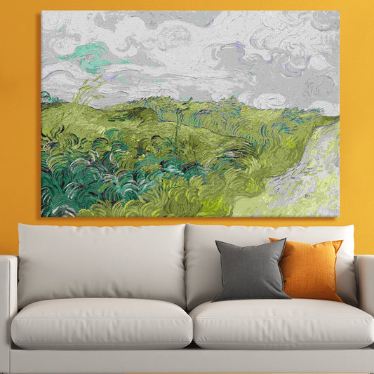 Vincent Van Gogh Canvas Print - Green Wheat Fields - Vintage Wall Art Large Size for Living Room Bedroom Office Home Décor. (VAWA016).