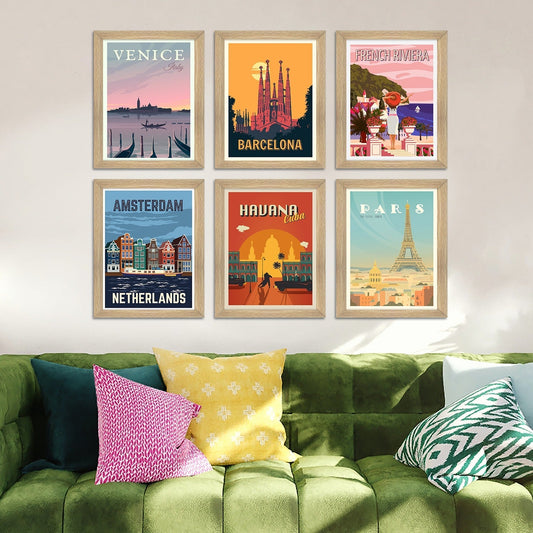 Vintage Travel Art Paintings Canvas Wall Art Painting