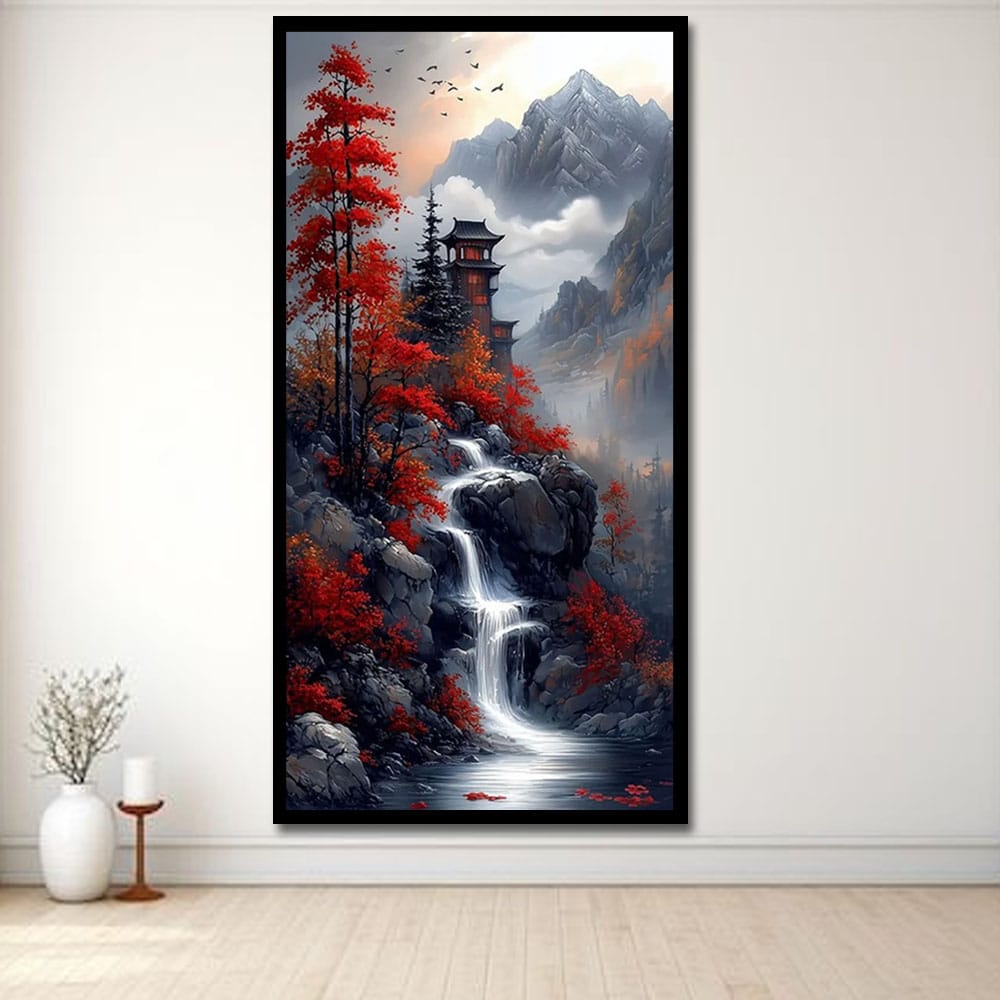 Waterfall Vastu Canvas Wall Art For Living Room And Hotel Room Decor