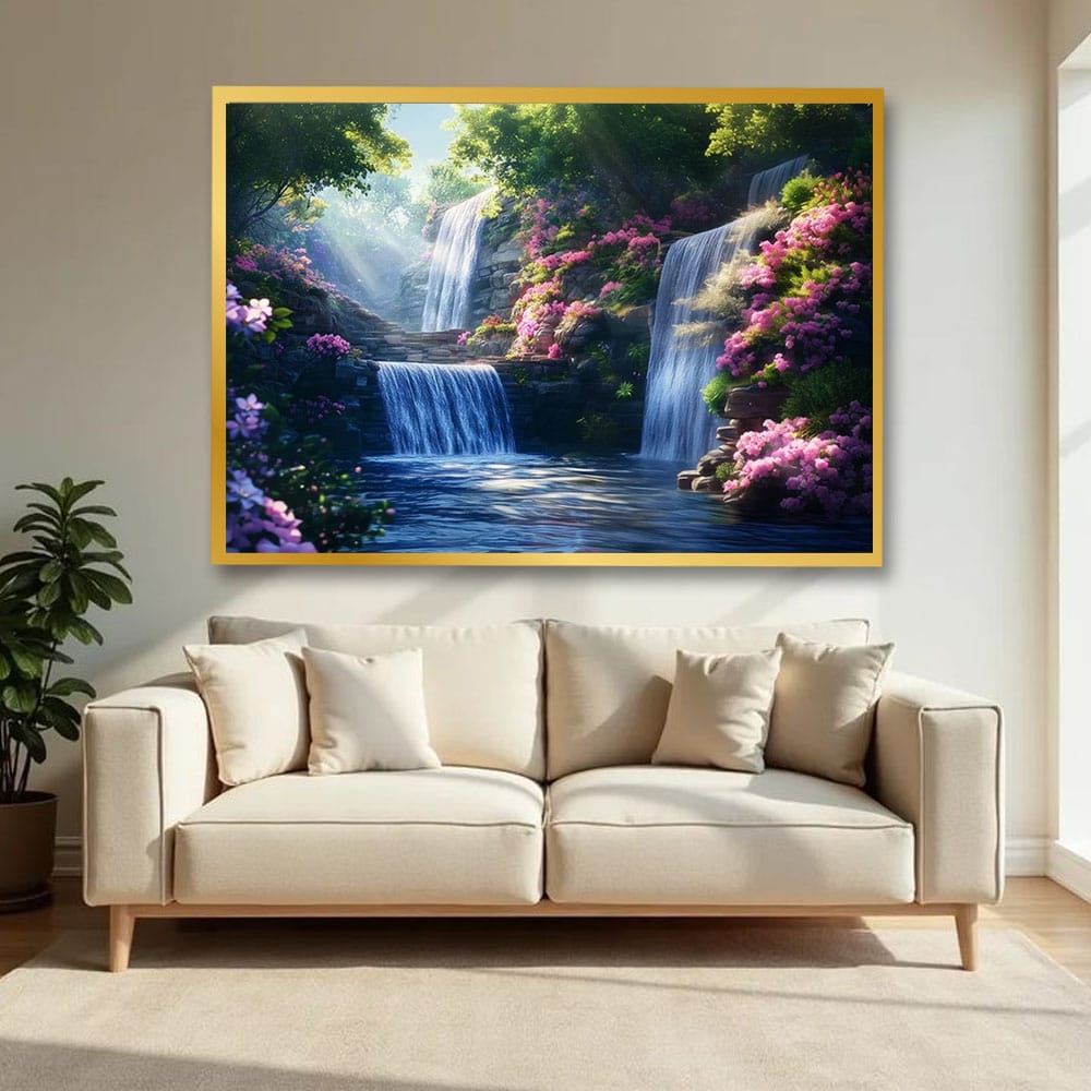 Waterfall Vastu Canvas Wall Art For Living Room And Hotel Room Decor
