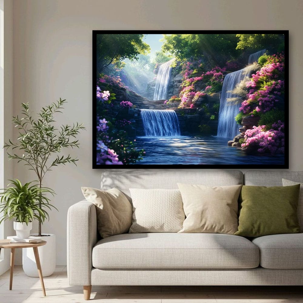Waterfall Vastu Canvas Wall Art For Living Room And Hotel Room Decor