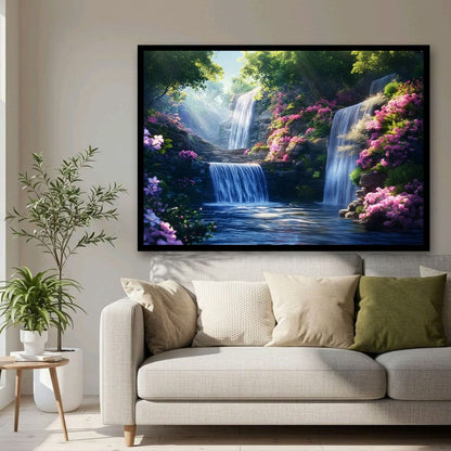 Waterfall Vastu Canvas Wall Art For Living Room And Hotel Room Decor