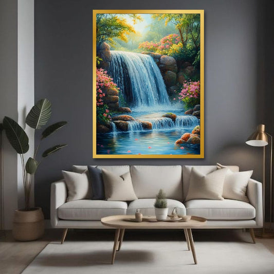 Natural Waterfall Vastu Canvas Wall Painting Decoration For Living Room And Offce