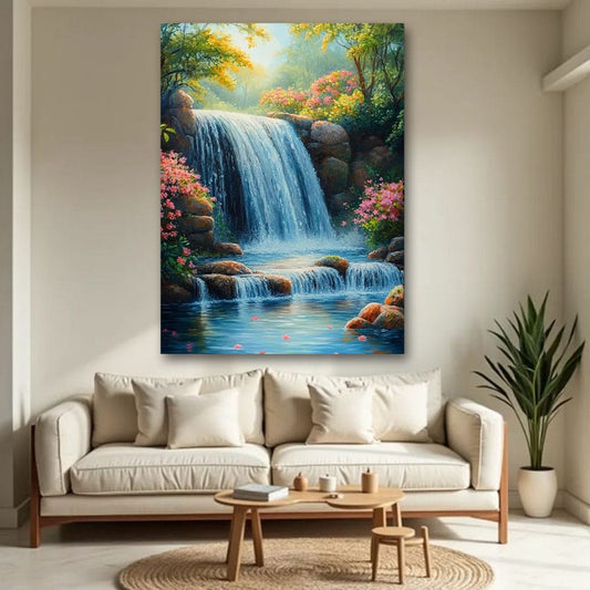 Natural Waterfall Vastu Canvas Wall Painting Decoration For Living Room And Offce
