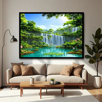 Waterfall Vastu Canvas Wall Painting For Hotel Room And Office Decor