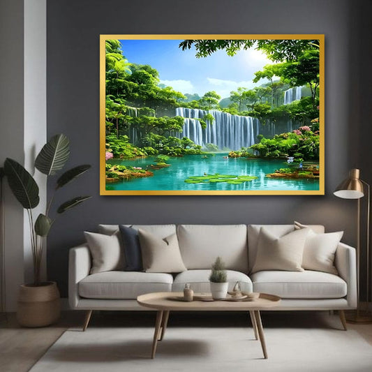 Waterfall Vastu Canvas Wall Painting For Hotel Room And Office Decor