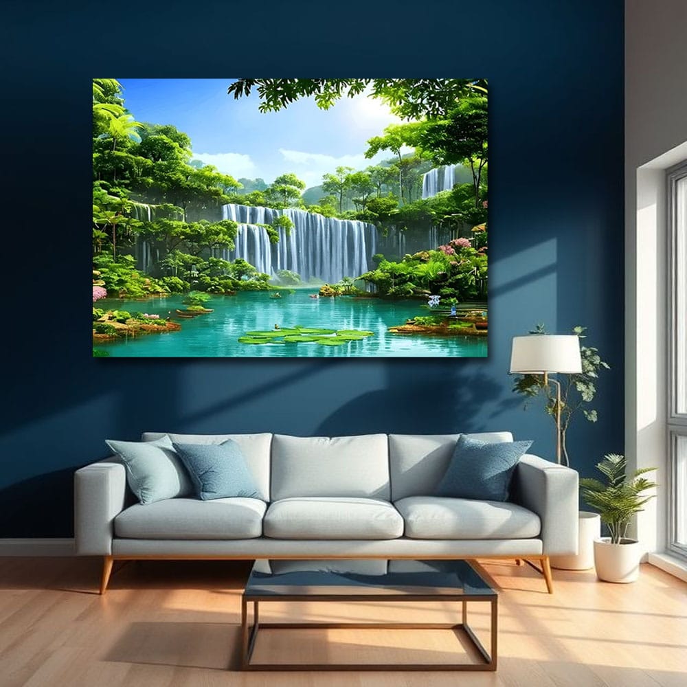 Waterfall Vastu Canvas Wall Painting For Hotel Room And Office Decor