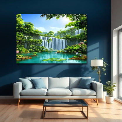 Waterfall Vastu Canvas Wall Painting For Hotel Room And Office Decor