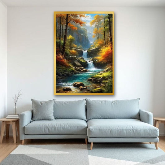 Natural Waterfall Vastu Canvas Wall Art Decoration For Living Room And Offce 