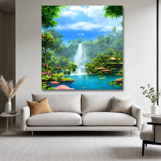 Waterfall Vastu Canvas Wall Art For Hotel And  Living Room Decoration
