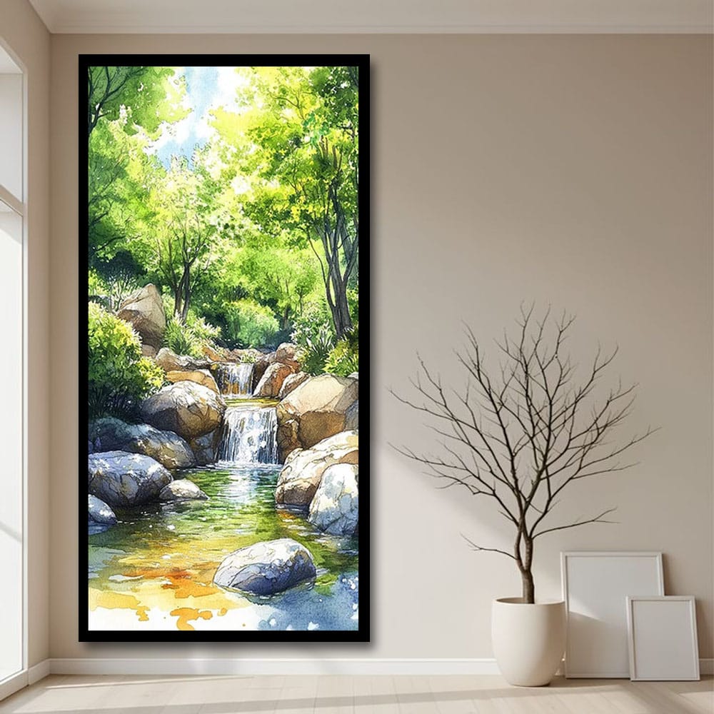 Waterfall Vastu Canvas Wall Art For Living Room And Hotel Decor