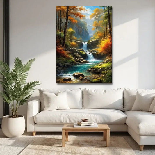 Natural Waterfall Vastu Canvas Wall Art Decoration For Living Room And Offce 