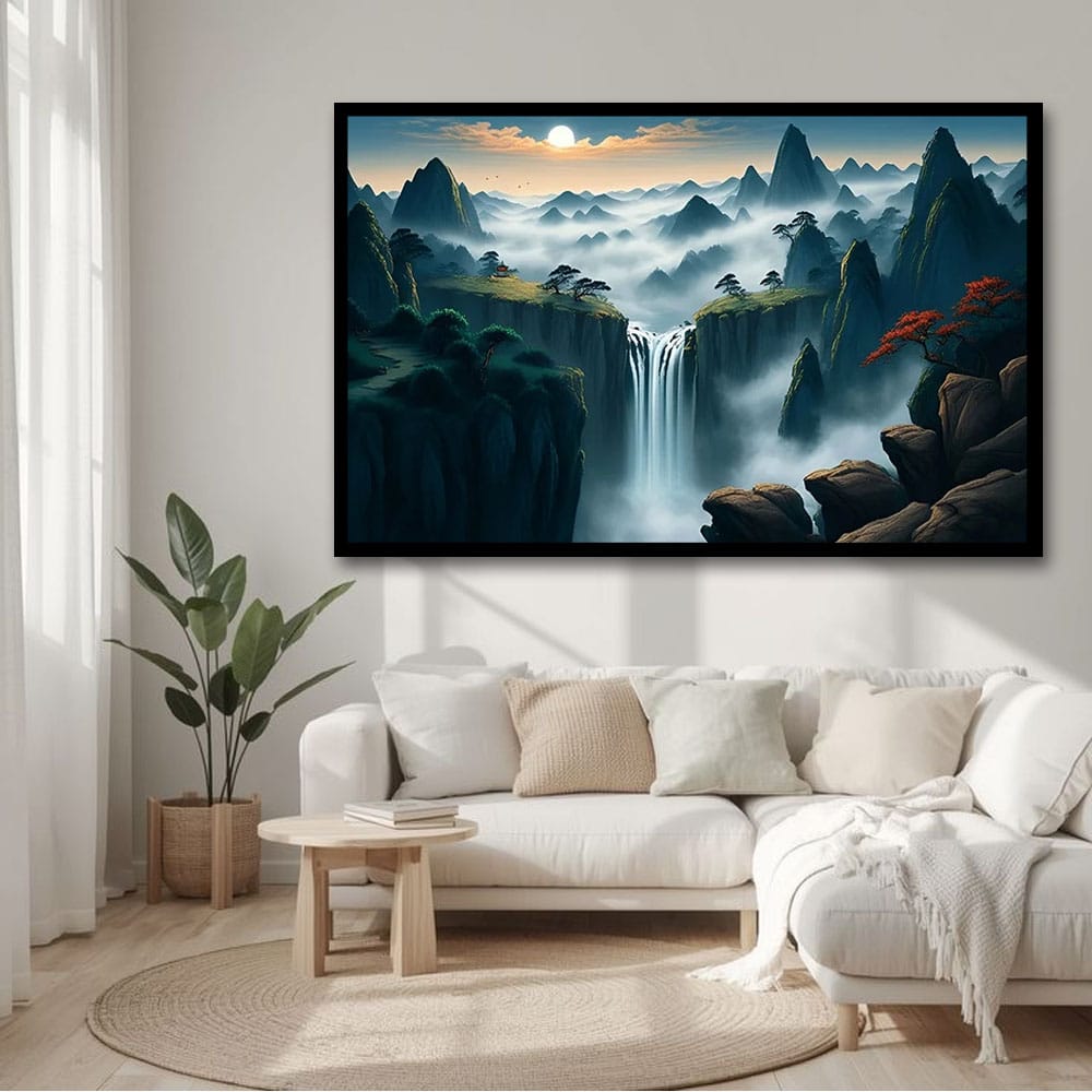 Waterfall Vastu Canvas Wall Painting For Hotel Room And Office Room Decoration