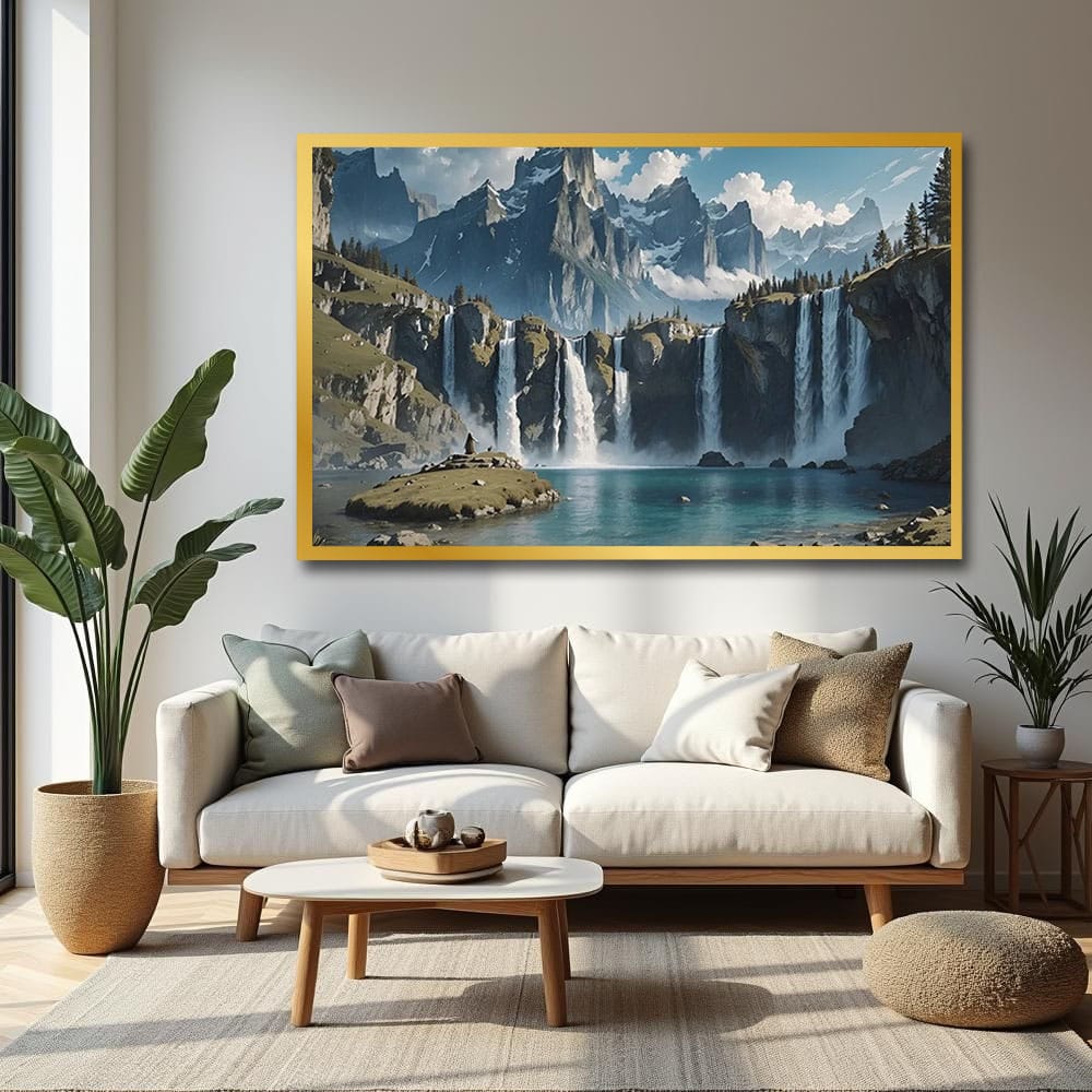 Waterfall Vastu Canvas Wall Art Painting For Hotel Room And Office Room Decoration