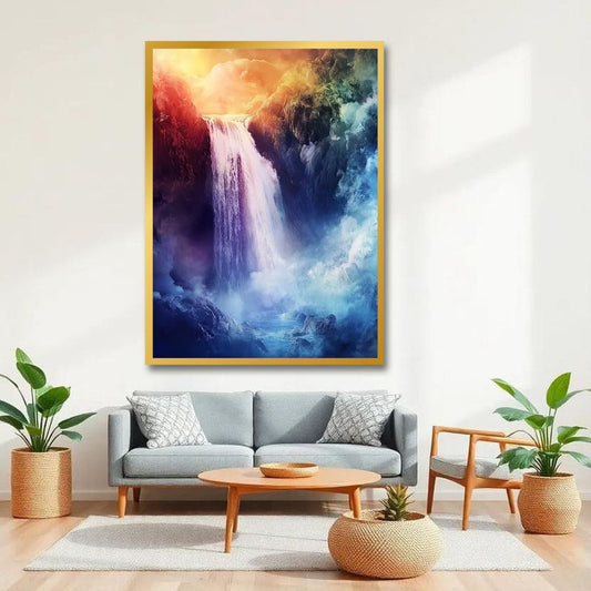 Natural Waterfall Vastu Canvas Wall Art Decoration For Living Room And Offce Room