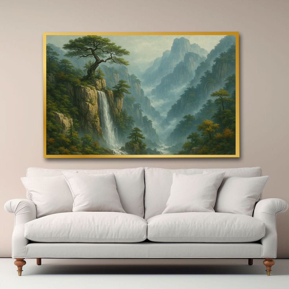 Waterfall Vastu Canvas Wall Art For Living Room And Hotel Room Decor