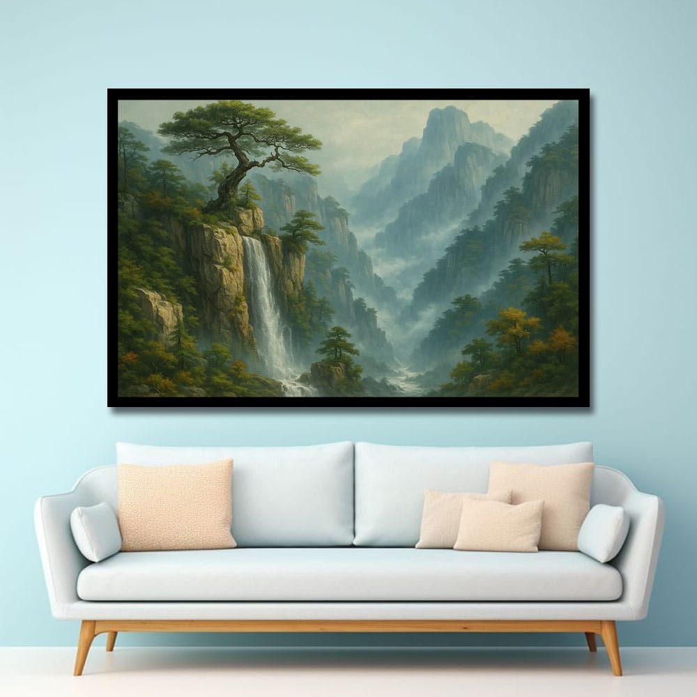 Waterfall Vastu Canvas Wall Art For Living Room And Hotel Room Decor