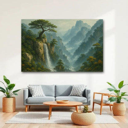 Waterfall Vastu Canvas Wall Art For Living Room And Hotel Room Decor