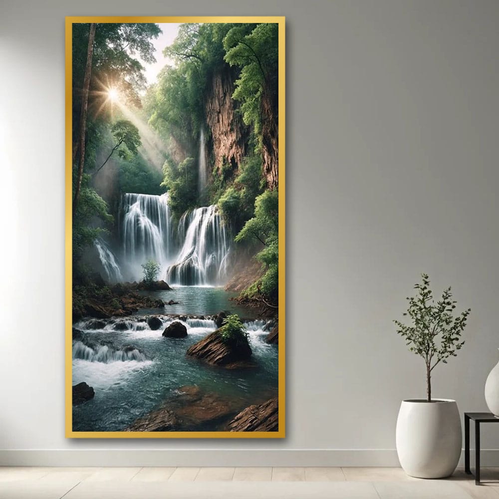 Waterfall Vastu Canvas Wall Art For Living Room And Hotel Room Decoration