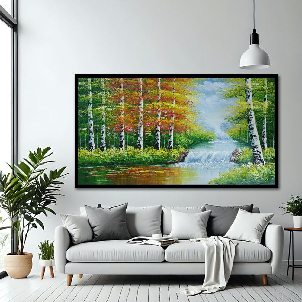 Waterfall Vastu Canvas Wall Painting For Hotel Room And Office Room Decor