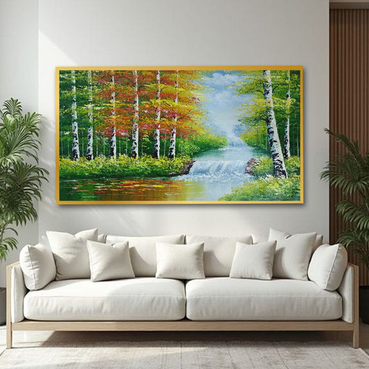 Waterfall Vastu Canvas Wall Painting For Hotel Room And Office Room Decor