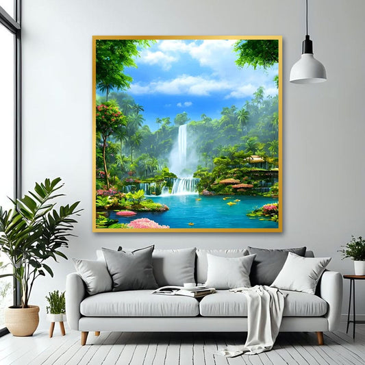 Waterfall Vastu Canvas Wall Art For Hotel And  Living Room Decoration